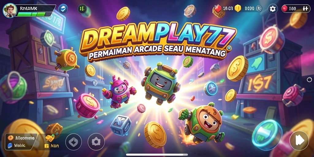 Tangkapan layar utama <strong>DREAMPLAY77</strong> menampilkan aksi seru dalam gameplay Arcade.