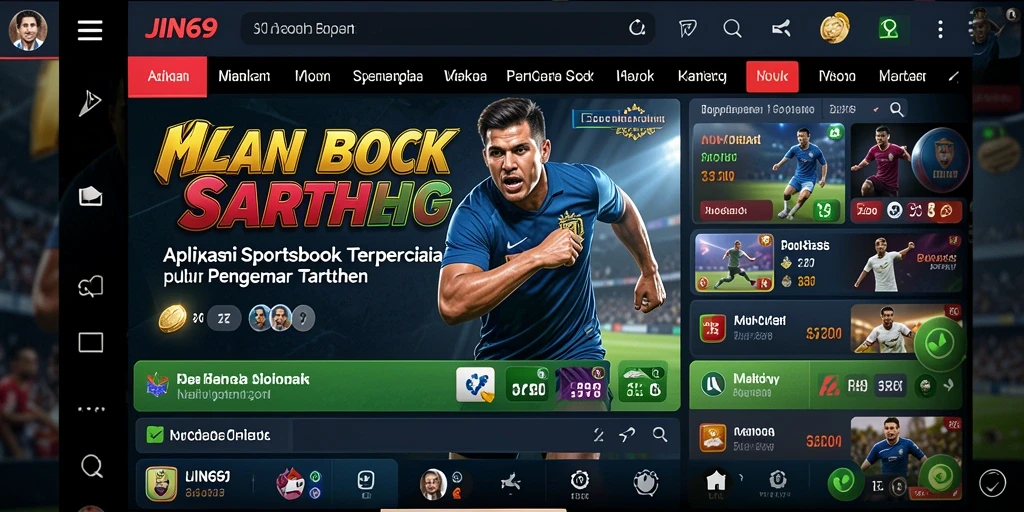Screenshot JIN69 menampilkan tampilan antarmuka Sportsbook yang menarik.
