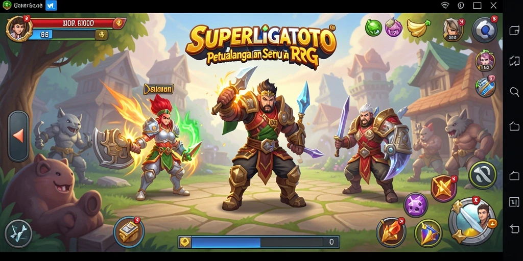 Screenshot SUPERLIGATOTO menampilkan aksi seru dalam permainan RPG.