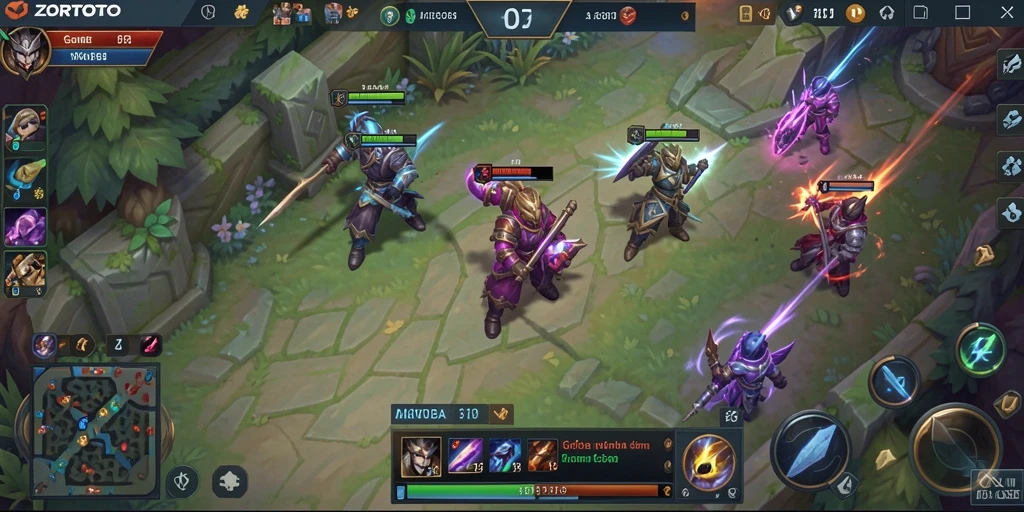 Screenshot gameplay ZORTOTO yang menunjukkan aksi seru di arena MOBA.